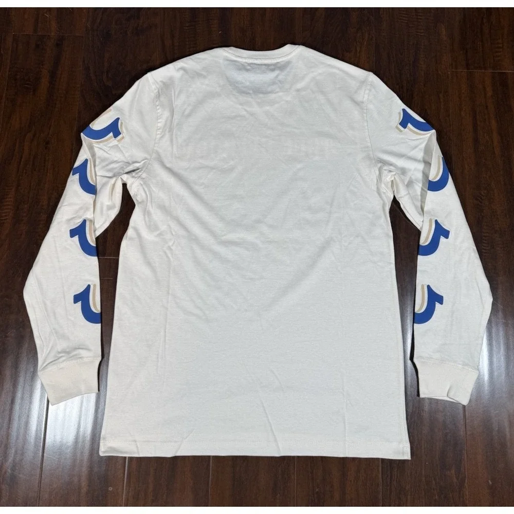 TRUE RELIGION Repeated 3D Horseshoe Long Sleeve Shirt Off White Mens M *NEW* $69